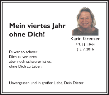 Traueranzeige von Karin Grenzer von Rheinische Post