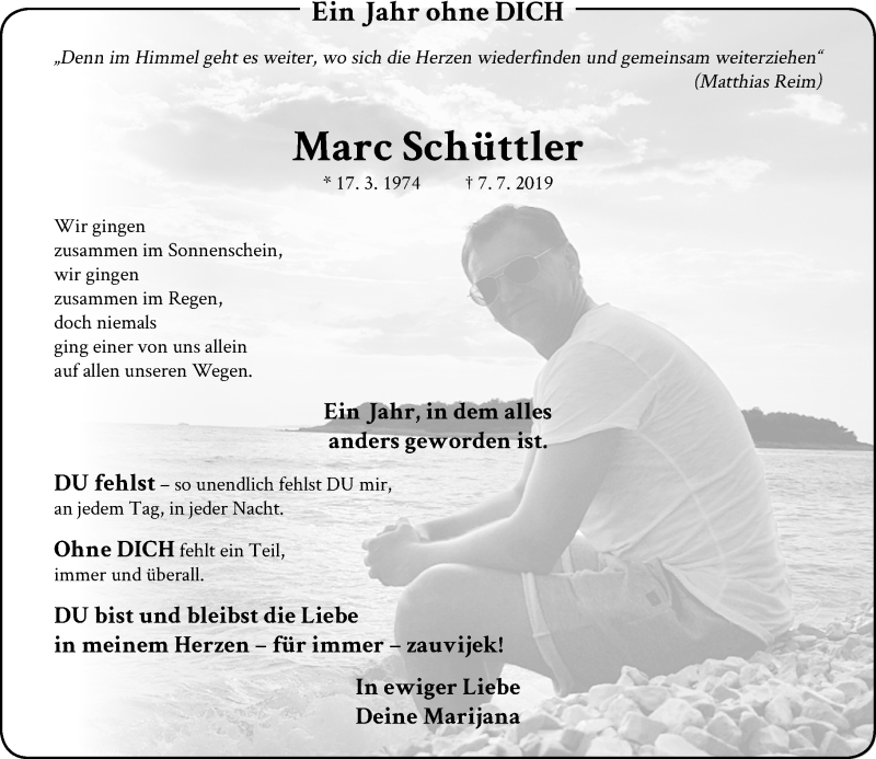  Traueranzeige für Marc Schüttler vom 07.07.2020 aus Rheinische Post