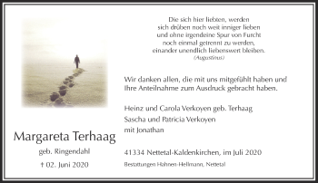 Traueranzeige von Margareta Terhaag von Rheinische Post