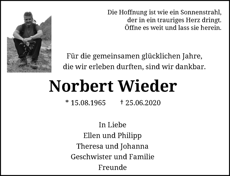  Traueranzeige für Norbert Wieder vom 11.07.2020 aus Rheinische Post