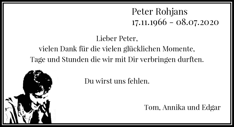  Traueranzeige für Peter Rohjans vom 11.07.2020 aus Rheinische Post