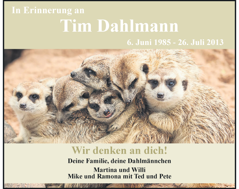  Traueranzeige für Tim Dahlmann vom 25.07.2020 aus Rheinische Post