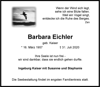 Traueranzeige von Barbara Eichler von Rheinische Post