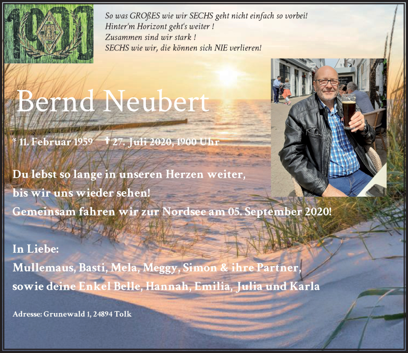  Traueranzeige für Bernd Neubert vom 01.08.2020 aus Rheinische Post