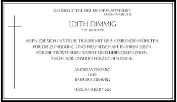 Traueranzeige von Edith Dimmig von Rheinische Post