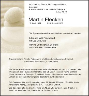 Traueranzeige von Martin Flecken von Rheinische Post