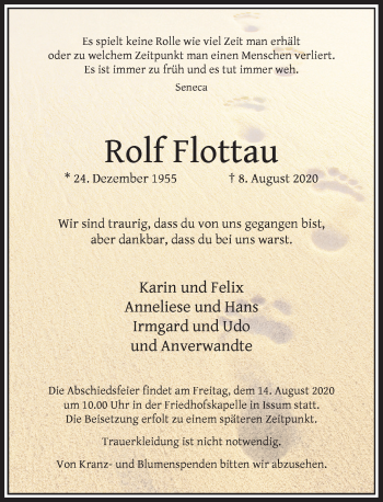 Traueranzeige von Rolf Flottau von Rheinische Post
