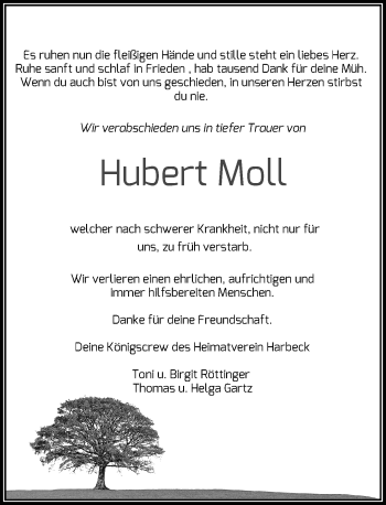 Traueranzeige von Hubert Moll von Rheinische Post