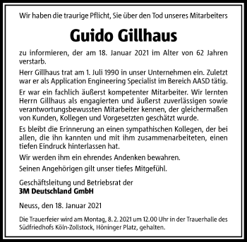 Traueranzeige von Guido Gillhaus von Rheinische Post