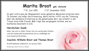 Traueranzeige von Marita Brost von Rheinische Post