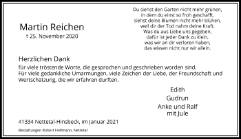Traueranzeige von Martin Reichen von Rheinische Post