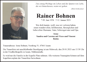 Traueranzeige von Rainer Bohnen von Rheinische Post