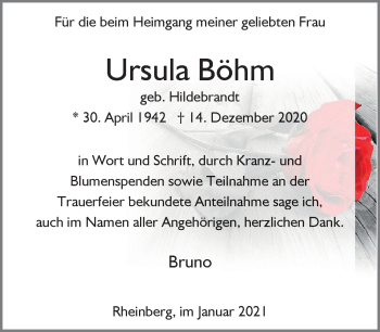 Traueranzeige von Ursula Böhm von Rheinische Post