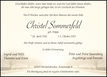 Traueranzeige von Christel Sommerfeld von Rheinische Post