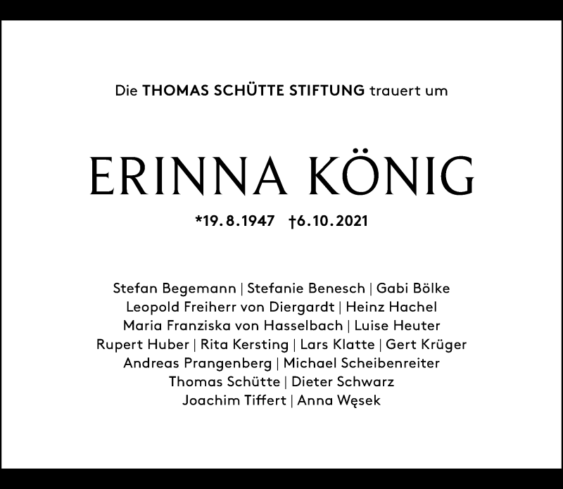  Traueranzeige für Erinna König vom 16.10.2021 aus Rheinische Post