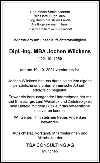 Traueranzeige von Jochen Wilckens von Rheinische Post