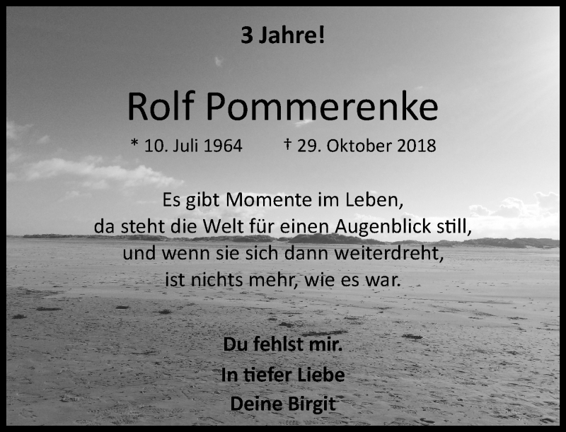  Traueranzeige für Rolf Pommerenke vom 29.10.2021 aus Rheinische Post