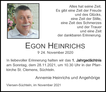 Traueranzeige von Egon Heinrichs von Rheinische Post