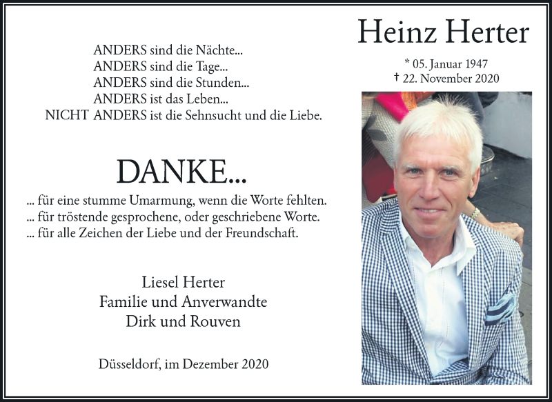  Traueranzeige für Heinz Herter vom 12.12.2020 aus Rheinische Post
