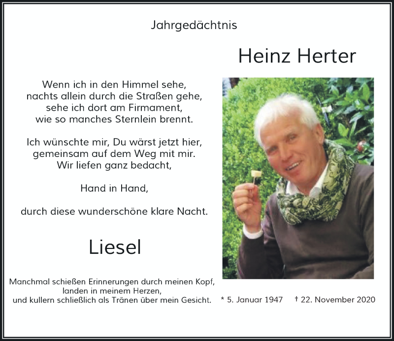  Traueranzeige für Heinz Herter vom 20.11.2021 aus Rheinische Post