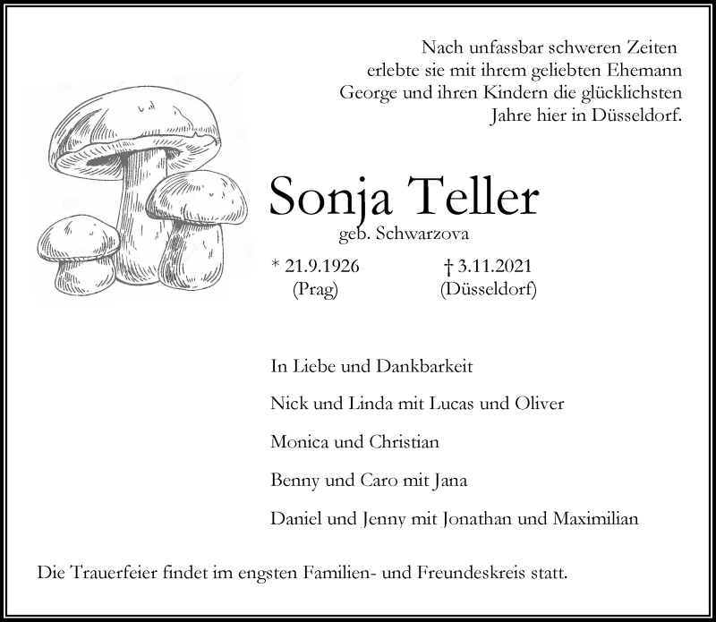  Traueranzeige für Sonja Teller vom 06.11.2021 aus Rheinische Post