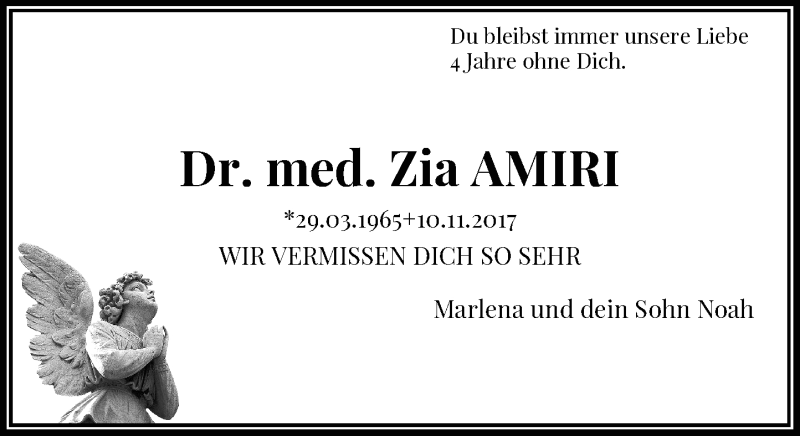  Traueranzeige für Zia Amiri vom 10.11.2021 aus Rheinische Post