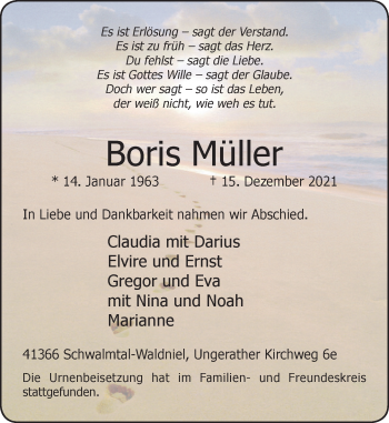 Traueranzeige von Boris Müller von Rheinische Post