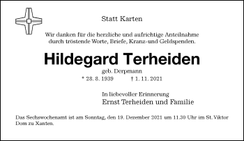 Traueranzeige von Hildegard Terheiden von Rheinische Post