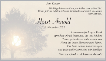 Traueranzeige von Horst Arnold von Rheinische Post