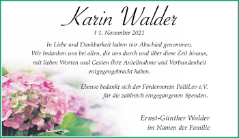 Traueranzeige von Karin Walder von Rheinische Post