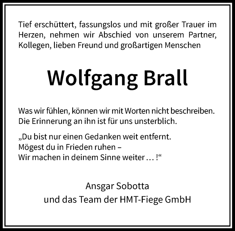  Traueranzeige für Wolfgang Brall vom 04.12.2021 aus Rheinische Post