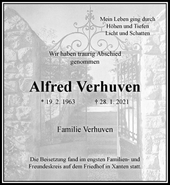 Traueranzeige von Alfred Verhuven von Rheinische Post