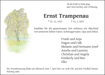 Traueranzeige von Ernst Trampenau von Rheinische Post