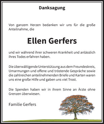 Traueranzeige von Ellen Gerfers von Rheinische Post
