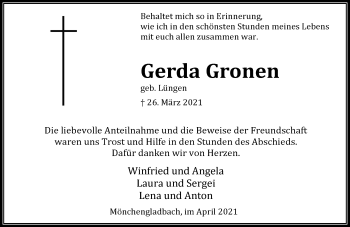 Traueranzeige von Gerda Gronen von Rheinische Post