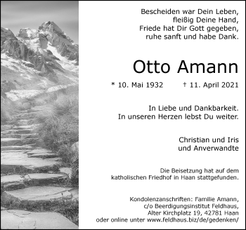 Traueranzeige von Otto Amann von Rheinische Post