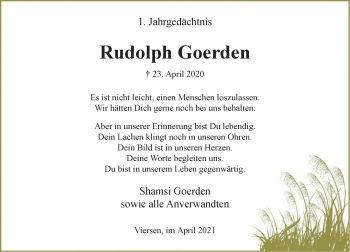 Traueranzeige von Rudolph Goerden von Rheinische Post