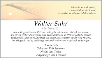 Traueranzeige von Walter Suhr von Rheinische Post