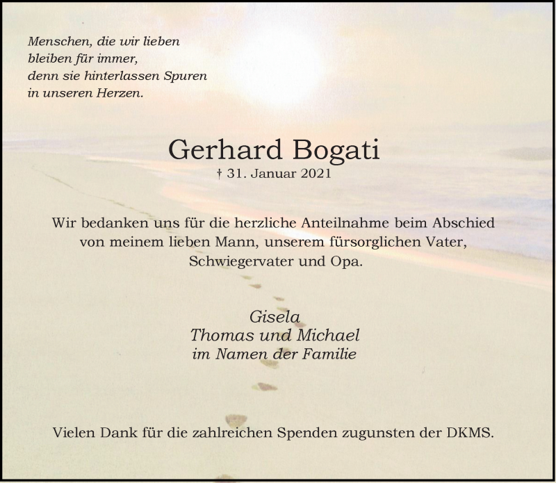  Traueranzeige für Gerhard Bogati vom 08.05.2021 aus Rheinische Post