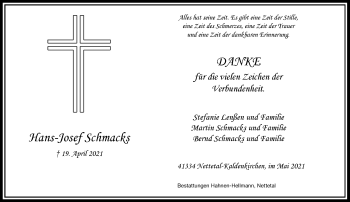 Traueranzeige von Hans-Josef Schmacks von Rheinische Post