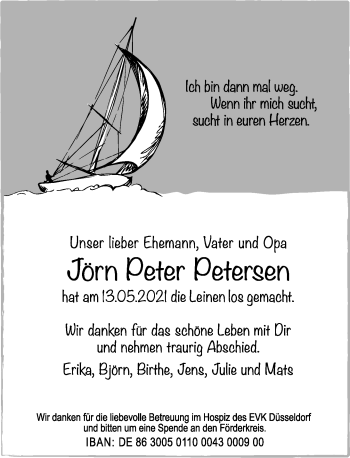 Traueranzeige von Jörn Peter Petersen von Rheinische Post