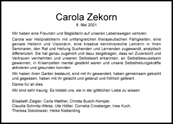 Traueranzeige von Carola Zekorn von Rheinische Post