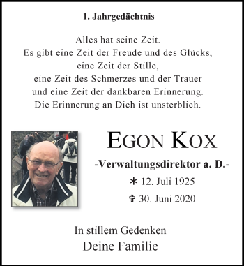 Traueranzeige von Egon Kox von Rheinische Post