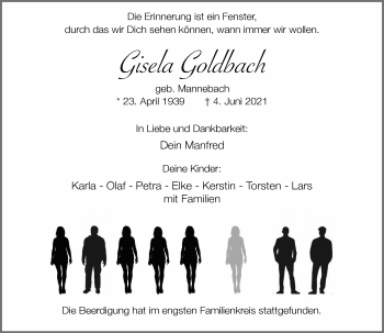 Traueranzeige von Gisela Goldbach von Rheinische Post