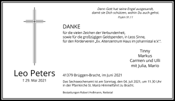 Traueranzeige von Leo Peters von Rheinische Post