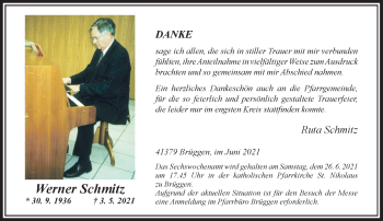 Traueranzeige von Werner Schmitz von Rheinische Post