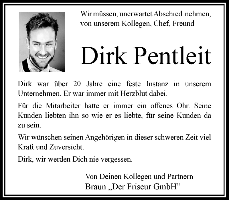  Traueranzeige für Dirk Pentleit vom 27.07.2021 aus Rheinische Post