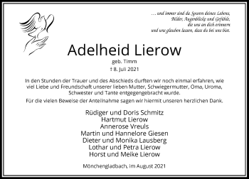 Traueranzeige von Adelheid Lierow von Rheinische Post