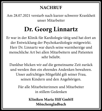 Traueranzeige von Georg Linnartz von Rheinische Post