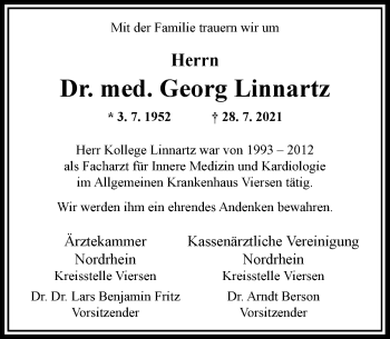 Traueranzeige von Georg Linnartz von Rheinische Post